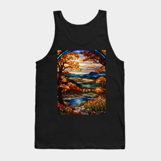 Stained Glass Window Of Autumn Scenery Tank Top